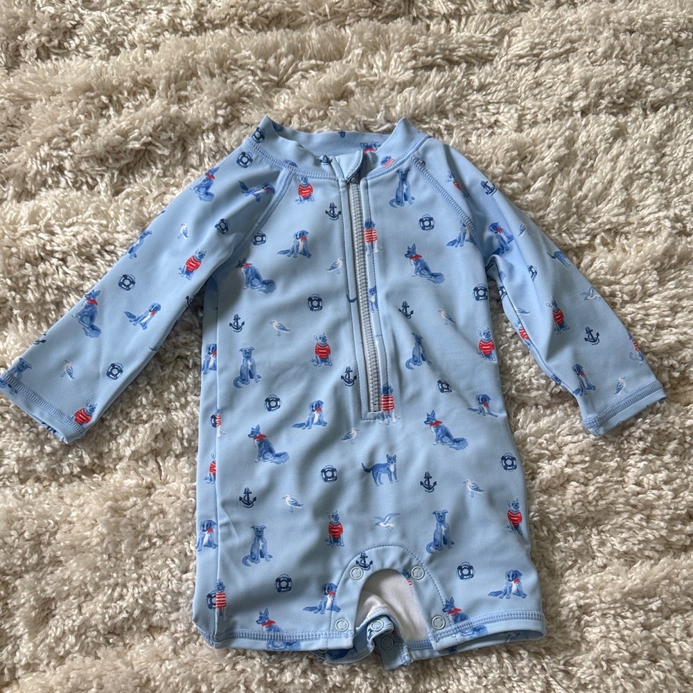 Janie and Jack Blue Kids Swim Rashguard